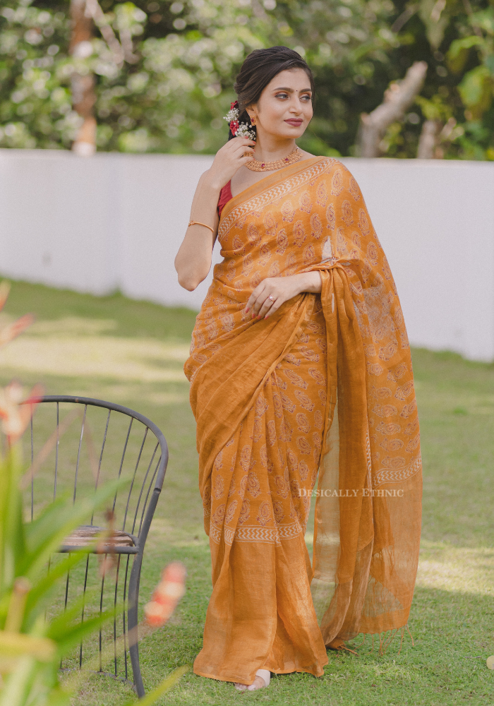 Tiger lily orange sari set | Aza fashion, Fashion, Orange saree